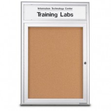 18 x 24" Single Door w/ Header 4" Radius Frame Enclosed Corkboard
