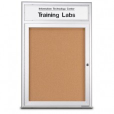 48 x 36" Single Door w/ Illuminated Header 4" Radius Frame Enclosed Corkboard