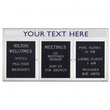 72 x 36" Triple Door Outdoor Enclosed Letterboard with Radius Frame w/ Header