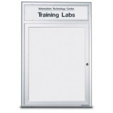 18 x 24" Single Door Standard Radius Frame Indoor Enclosed Dry/Wet Erase Board w/ Header