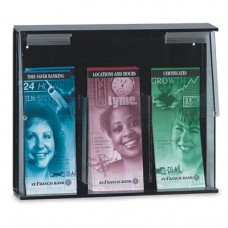 14 1/8 x 11 3/4" x 2 7/8" Three Pocket Pamhplet Dispenser