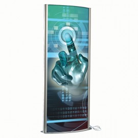 Kiosk 27"w x 67"h Poster Size Silver, Double Sided, With Light, Snap Open Poster Change