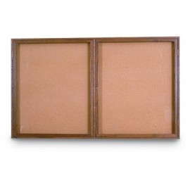 42 x 32" Double Door Standard Indoor Wood Enclosed Corkboard