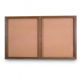 72 x 36" Double Door Illuminated Indoor Wood Enclosed Corkboard