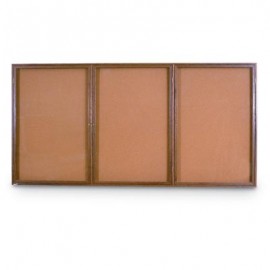 96 x 48" Triple Door Illuminated Indoor Wood Enclosed Corkboard