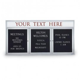 72 x 36" Triple Door Indoor Enclosed Letterboards w/ Illuminated Header