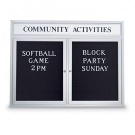 42 x 32" Double Door Outdoor Enclosed Letterboard w/ Header