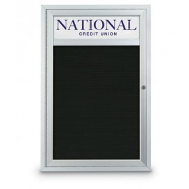 18 x 24" Single Door Standard Outdoor Enclosed Letterboard w/ Header