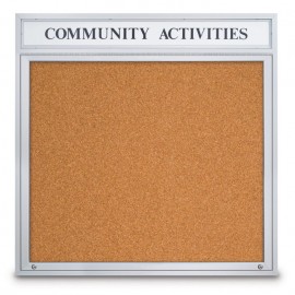 48 x 48" Single Door with illuminated Header Indoor Enclosed Corkboards