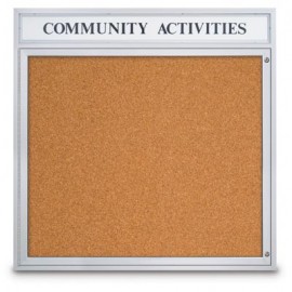 48 x 48" Single Door Illuminated Indoor Enclosed Corkboards