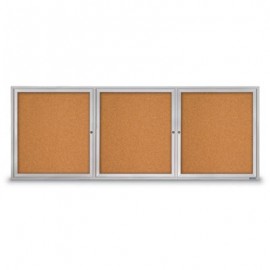 96 x 36" Triple Door with Illuminated Header Indoor Enclosed Corkboards