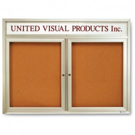 48 x 36" Double Door with Illuminated Header Indoor Enclosed Corkboards