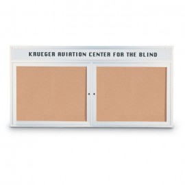 60 x 36" Double Door with Illuminated Header Indoor Enclosed Corkboards