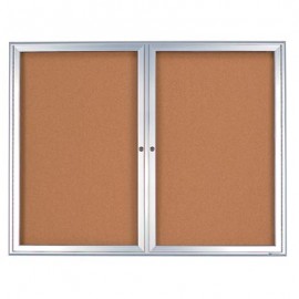 72 x 48" Double Door Standard 4" Radius Frame Enclosed Corkboard