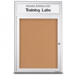 24 x 36" Single Door w/ Illuminated Header 4" Radius Frame Enclosed Corkboard