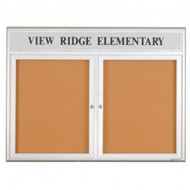 48 x 36" Double Door Radius Frame w/ Header-Indoor Enclosed Corkboard