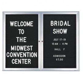 42 x 32" Double Door Standard Indoor Enclosed Letterboard with Radius Frame