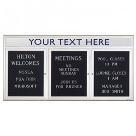 72 x 36" Triple Door Outdoor Enclosed Letterboard with Radius Frame w/ Header