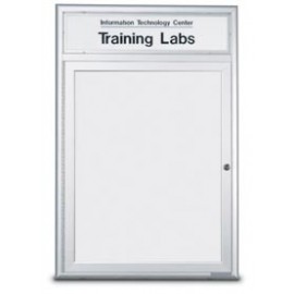 72 x 48" Triple Door Standard Radius Frame Indoor Enclosed Dry/Wet Erase Board w/ Header