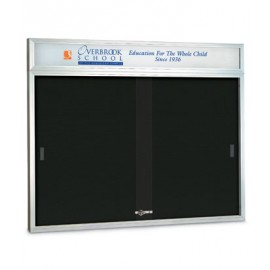 60 x 36" Sliding Glass Door Enclosed Letterboard W/ Header