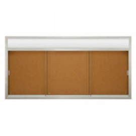 96 x 48" Sliding Glass Corkboards with Radius Frame w/ Header