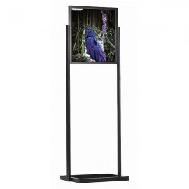 Eco Floor Stand 22"w x 28"h Poster Size Black, 1 Tier, Double Sided
