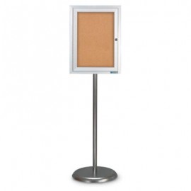 Chrome Base/ Satin Frame Pedestal Corkboard